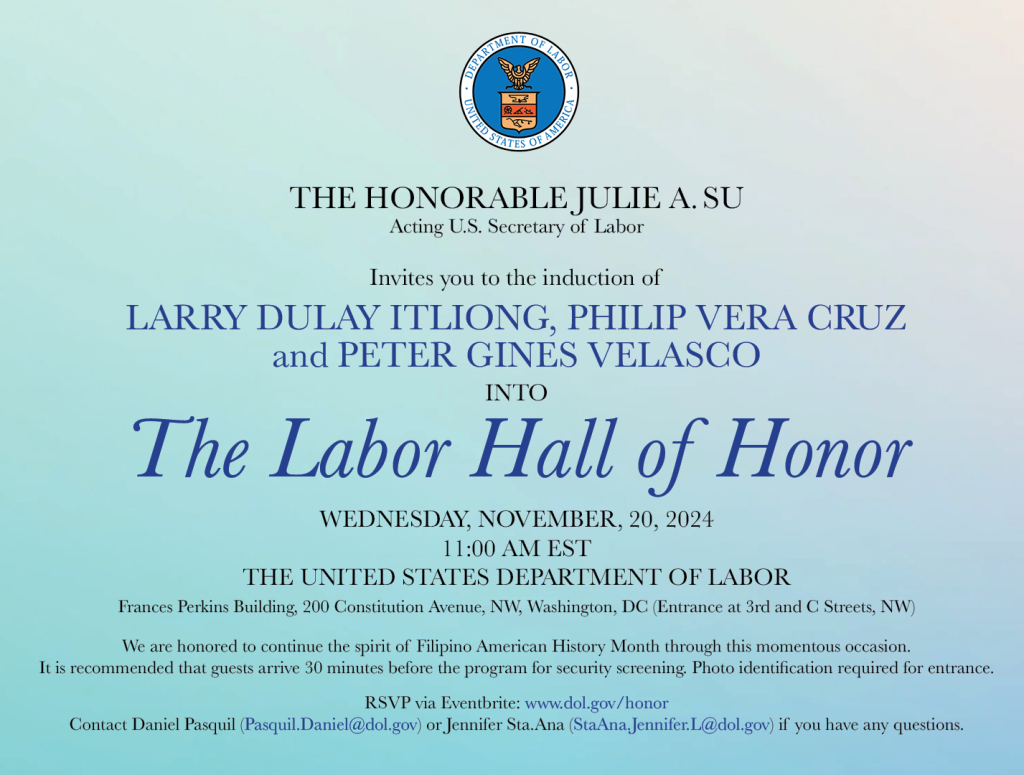 Itliong, Vera Cruz, Gines Velasco Induction to The Labor Hall of Honor